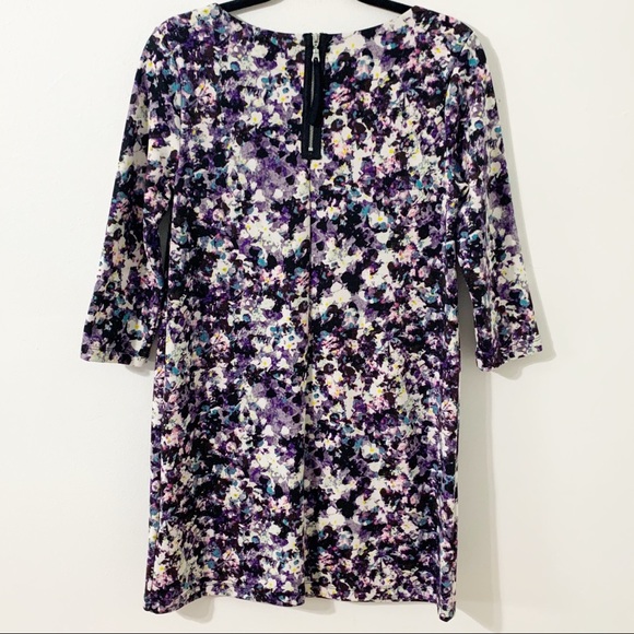 H&M Watercolor Floral Print Sheath Dress 3/4 Sleev - Picture 3 of 7